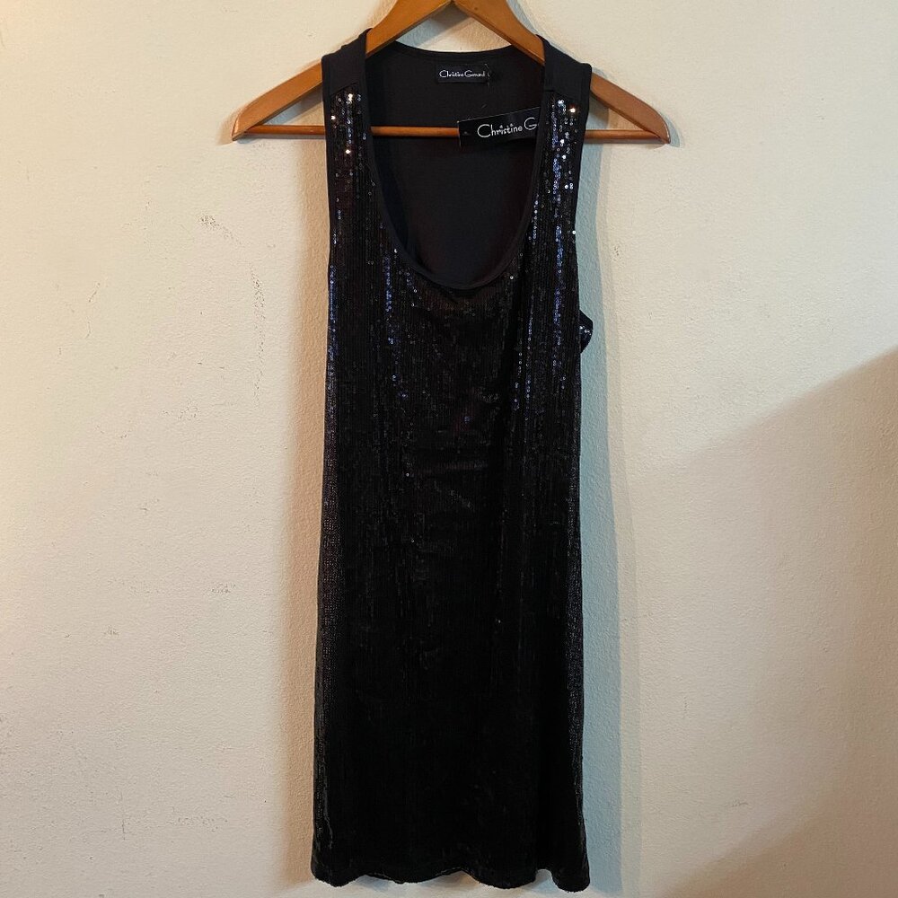 CHRISTINE GERARD LARGE BLACK SEQUIN-EMBELLISHED SCOOP-NECK SLEEVELESS GARMENT